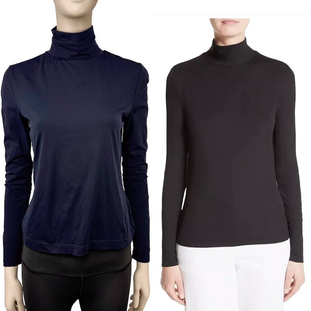 ST. JOHN CAVIAR Collection Navy Blue Marine Fine Knit‎ Quiet Luxury Sweater S